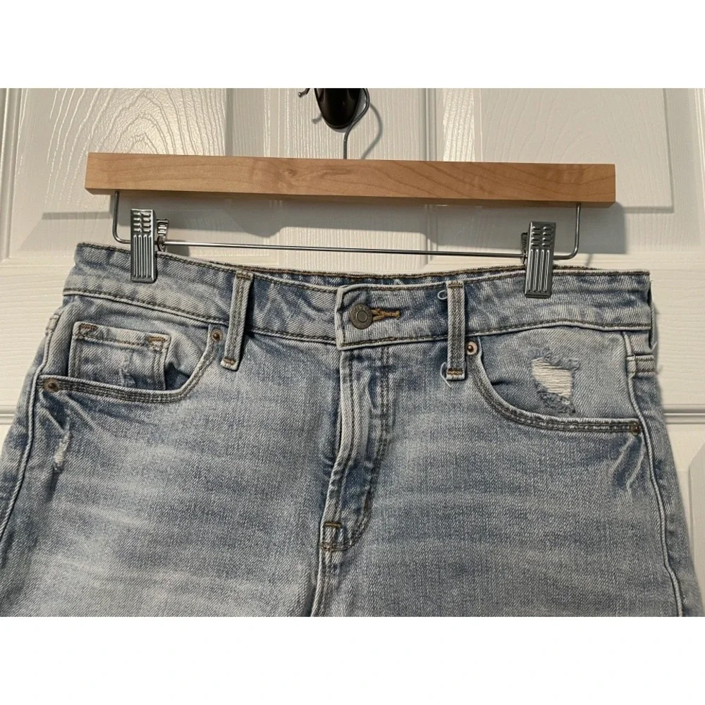 Old Navy Womens Size 10 Blue Denim High Rise Power Straight Jean Shorts - Picture 2 of 6